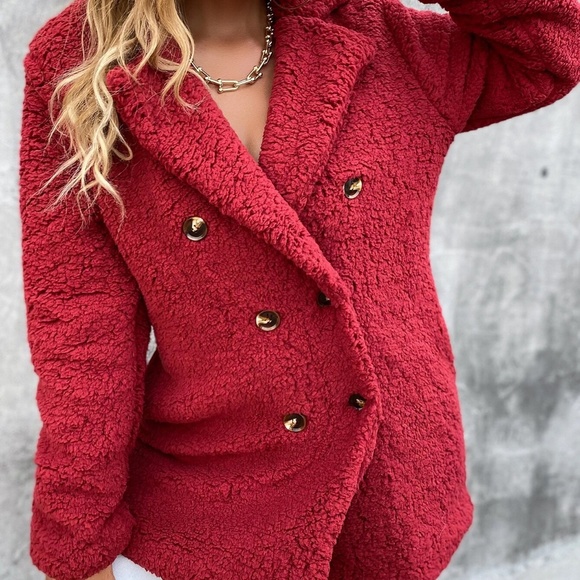 Cozy Button up Teddy Oversized collared Jacket Coat - Picture 7 of 13